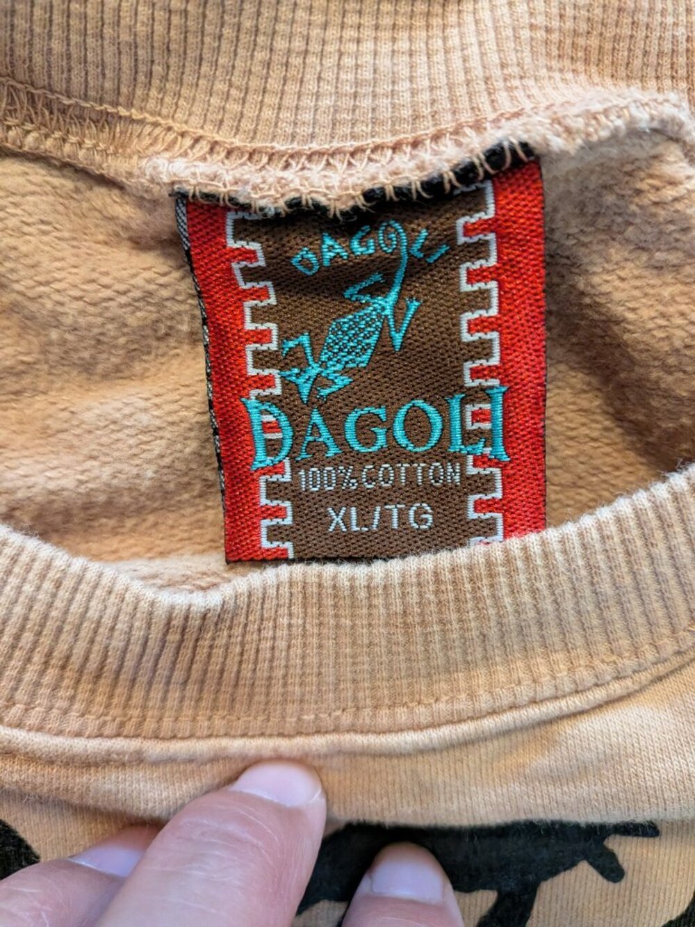 90's Dagoli "Legend Teller" Ancient Cave Art Tie Dye Crewneck Made in Canada - S - Picture 3 of 6